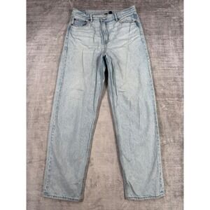 American Eagle Jeans Womens 10 Light Blue Denim Baggy Straight Highest Rise 90s